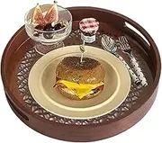 Round Wooden Tray,Round Farmhouse Serving Tray | Rustic Countertop Tray, Table Centerpieces Decor for Dining Table