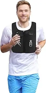 Black Fishing Vest | Black Running Accessories for Men Breathable | Vest for Men Casual, Fishing Vest for Men with Foldable Water Bottle for Night Running Helves