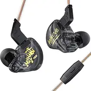 KBEAR K01 IEM Earphones,Noise Cancelling in Ear with 3.5mm Plug, in Ear Monitors,HiFi Immersive Bass for Gaming Earphones, Wired Earbuds for Computer Laptop School Student(with mic, Clear Black)