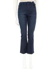 Dark Blue Denim Cropped Bootcut Jeans