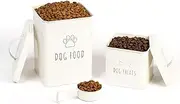 Houseables Dog Food and Treat Container Set, Cute Dog Food Storage Container, Treat Jar, Pet Jar, Farmhouse, Decorative, Canister with Lid, For Cookie, Bone, Countertop, Counter, Puppy, Metal, 2PK