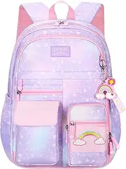 Rainbow Backpack - Environmental School Backpacks | Widened Thickened Shoulder Straps Rainbow Bookbag, Gradient Pink Elementary School Bag Rainbow Backpack School Bookbags Jmedic