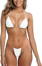 [SHERRYLO] Thong Bikini Clear Straps Cheeky Brazilian Micro Thongs Bikinis Swimsuit for Women Sexy No Tan Line Bathing Suit