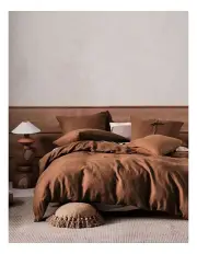 [Linen House] Nimes Quilt Cover Set In Cinnamon