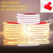 Waterproof COB LED Strip Light with Dimmer Switch Pool Light Strip EU Plug 288LEDs/M Dimmable Adhesive High Bright LED Tape Waterproof Outdoor Lamp 1~5m 220V