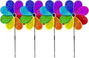 Wind Spinner | Sparkling Lawn Pinwheel,Flower Shape Windmill Set of 4 for Lawn Yard, Outdoor Decoration Sparkling Pinwheel