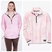 VS VICTORIAS SECRET PINK QUARTER ZIP SWEATER JACKET EVENING SUNSET TIE DYE L