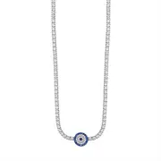 Bevilles Evil Eye Necklace Sterling Silver 35cm