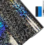 LZLRUN Forged Gloss Carbon Fiber Black Vinyl Wrap Roll Air Release Sticker Sheet Film DIY Decal Car Auto Vehicle Morotcycle Self Adhesive (1ft x 3.5ft, Chameleon)