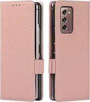 [Cavor] for Samsung Z Fold 2 Case,for Samsung Galaxy Z Fold2 5G Case,Litchi Pattern Premium Leather Wallet Stand Cover Case Compatible with Samsung Galaxy Z Fold 2 5G-Pink