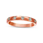 0.17 CT. T.W. Natural Diamond Five Stone Stackable Band in Solid 10K Rose Gold