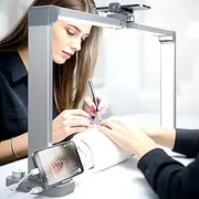 Stolas Half Moon Light for Nail Desk, 48W 3350LM Foldable 3 Modes 3000-6000K Stepless Table Lamp for Nail Tech with Charging Port and Phone Slot, Nail Lamp for Nail Art, Photography, Reading, Painting