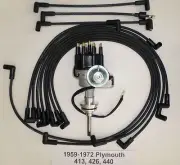 PLYMOUTH 413-426-440 1959-1972 BLACK SMALL Cap HEI Distributor, Spark Plug Wires