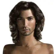 12in/30cm Cool Wig Short Natural Black Hair Chocolate Handsome Mens Cosplay Wig.
