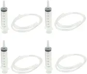 4 Pcs 60ml Lab Sample Injection Syringes with 39.4 Inch Tube, Plastic Garden Syringe for Scientific Labs, Watering, Refilling