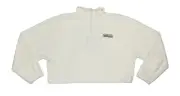 Adidas Embroidered Fleece Crop Hem Women's Pullover Sweatshirt XL NWT White