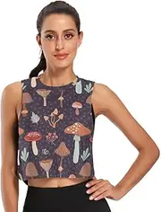 [Joisal] Cartoon Dino Pattern Tank Top Athletic Crop Womens Running Tank Tops