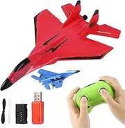 New Remote Control Wireless Airplane Toy, 2.4ghz Rc Remote Control Fighter Model, Rc Plane, Outdoor Drop-Resistant Foam Rc Air Planes Fighter Jet for Adults Kids (Red-Single Power)
