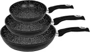 Healthy Choice 3-Piece Forged Frypan Set - Non-Stick Coating, Durable Aluminium, Even Heat Distribution, Soft Touch Handles, Suitable for All Cooktops