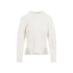[Alexander Mcqueen] Alexander Mcqueen-Ivory Chevron Cashmere Pullover-Donna XS STAND