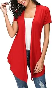 [Urban CoCo] Womens Open Front Short Sleeve Cardigans for Women Lightweight Summer Drape Cardigan Vest