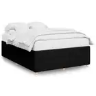 DOUBLE Size Fabric Bed Frame Modern Mattress Base Wood Slats Box Platform Black