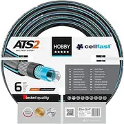 Cellfast Garden Hobby ATS2 3/4'' 25m, Flexible 6-Layer Hose, Double Braid with Cross and Tricot Fabric, 30 Bar Burst Pressure, 16-220, Black/Blue