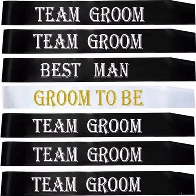 7 Team Groom Sashes Set Bucks Stag Bachelor Party Night Wedding Decoration Gifts