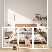 DEARBB Clear Acrylic Pet Gate 183cm W x 61cmH Wooden Foldable Free Standing Dog Gate for Puppy Cat Rabbit, Transparent Interior Safety Barrier, Easy to Assemble Wide Pet Gate, 3-Panel