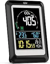 5 in 1 Air Quality Monitor Multifunctional Real-time Dectect Carbon Dioxide Meter Digital Temperature Humidity Sensor Real Time Reading(Black)