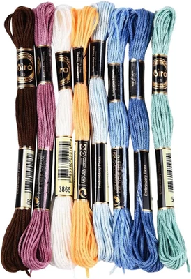 8 Skeins 6 Strands Hand Variegated Embroidery Floss Gradient Cross Stitch Thread
