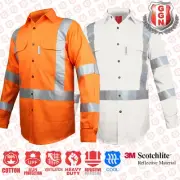 Hi Vis Shirts Orange NSW Rail Shirt Reflective tape X pattern back, H front