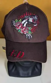Ed Hardy ED Don Ed Hardy Designs Embroidered Panther And Roses Hat Unisex One...
