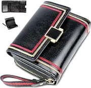 [Mikytoper] Purses for Women PU Leather Wallet for Women Card Cases & Money Organisers Ladies Wallet Purse Small Purses for Women Girls, Square Buckle - Black