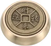 WHAMVOX Heavy Brass Round Paperweight Chinese Calligraphy Decor Solid Brass Desk Weight Artistic Present