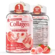 Collagen Peptide Gummies for Women & Men Sugar-Free, Multi Collagen Hydrolyze...