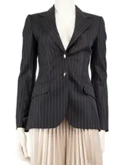 Black Pinstriped Pattern Blazer