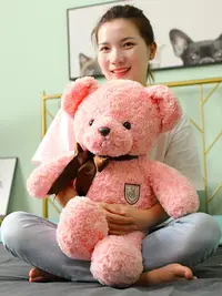 在飛比找樂天市場購物網優惠-可愛玫瑰小熊公仔毛絨玩具抱抱熊泰迪熊床上玩偶粉色娃娃禮物女生