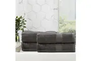 4x Renee Taylor Stella Bath Sheet Towel 160cm Soft Bamboo Cotton 650GSM Charcoal