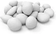 24 PCS Fireplace Ceramic Pebbles for Firepits ，for All Types of Indoor, Gas Inserts, Ventless & Vent Free, Electric, or Outdoor Fireplaces & Fire Pits. Realistic Clean Burning Accessories … (white)