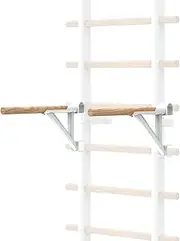DHT Double Bar Bracket, Swedish Ladder Dip Bar Exclusive Attachment, for Home, School, Physical Therapy and Gymnastics, White