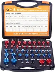 44pcs Thread Checker, Inch & Metric Thread Gauge, Nut and Bolt Thread Identifier, Precise Nut Bolt Thread Checker, Male & Female, Machinist Tools with Tool Box PVC Case
