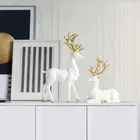 NEW West Elm Boho Geometric Gold Resin Holiday Christmas Reindeer Figures Set 2