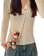 [KieTeiiK] Keychain Cute Plush Bear Keychain Cartoon Animal Pendant Keyrings Fashionable Phone Back Clip Key Rings for Backpacks and Phone