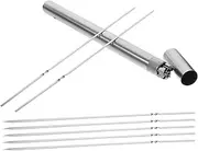 1 Set Stainless Steel Barbecue Skewers Flat Kabob Sticks with Storage Tube for Easy Threading of Meat Vegetables for Outdoor Bbqs Camping and Picnics