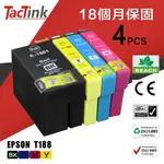 【TACTINK】EPSON 188 T188 相容 墨水匣組合包副廠1黑3彩 適用WF-7111/WF-7211