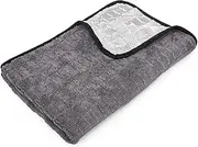 The Rag Company - The Gauntlet Drying Towel - 70/30 Blend Korean Microfiber, Designed to Dry Vehicles Faster, More Thoroughly & More Gently Than Others, 900gsm, 20in x 30in, Ice Grey + Grey