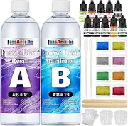 FansArriche Epoxy Resin - 33.82 Ounce Crystal Clear, Non-Toxic Epoxy Kit with Epoxy Resin Color, Glitter, Wood Rods, Gloves, Measuring Cup, for for Art, Crafts & Jewelry Making