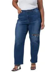 [Indigo Tonic] Ruby Straight Leg Distressed Jean in Denim