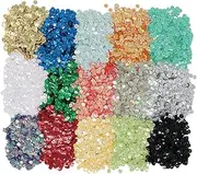 VAPKER 15 Colors 6mm Loose Sequins Rainbow Cup Sequin Bulk Iridescent Spangles Craft Supplies Assorted Colors for DIY Arts Crafts Making(150Gram)